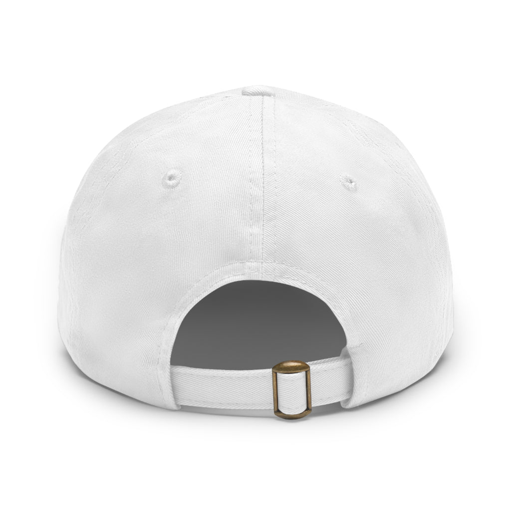 Leather Patch Dad Hat — Minimal Round Logo Cap