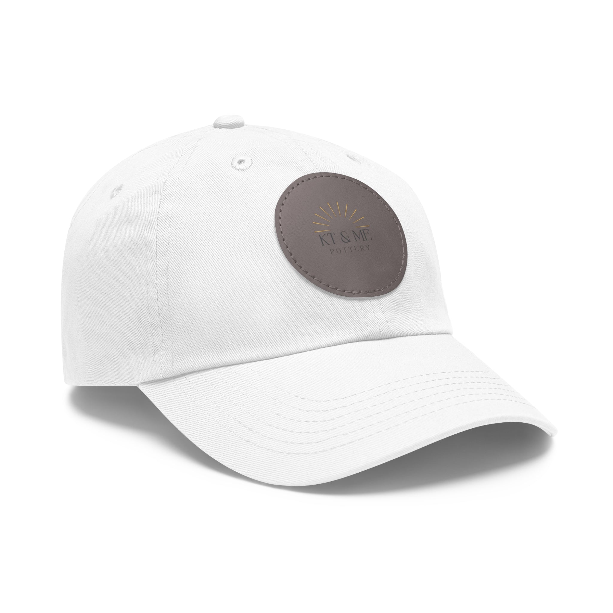 Leather Patch Dad Hat — Minimal Round Logo Cap