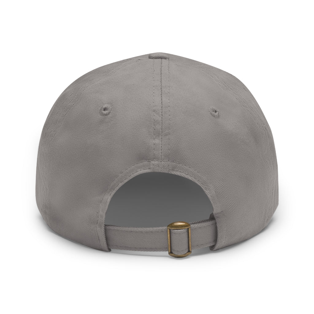 Leather Patch Dad Hat — Minimal Round Logo Cap