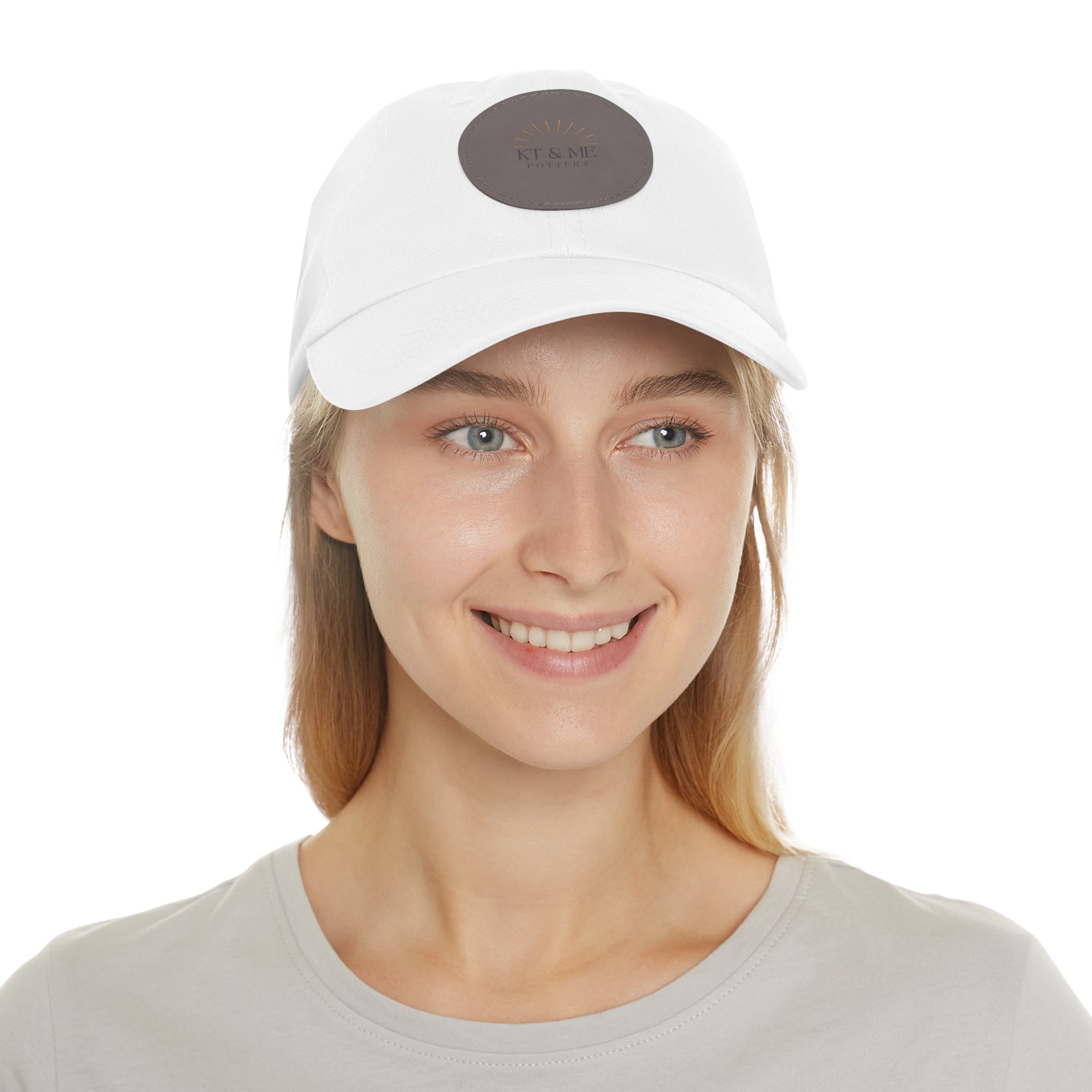 Leather Patch Dad Hat — Minimal Round Logo Cap