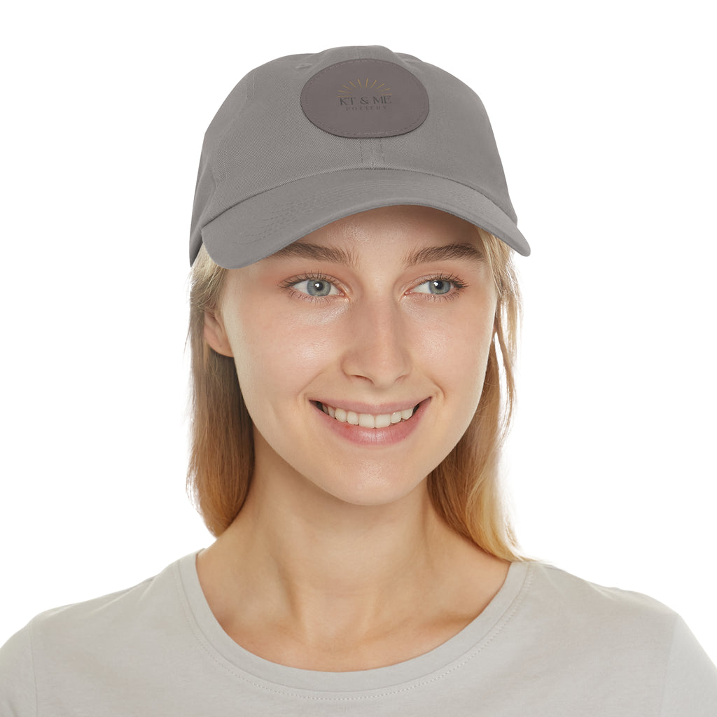 Leather Patch Dad Hat — Minimal Round Logo Cap