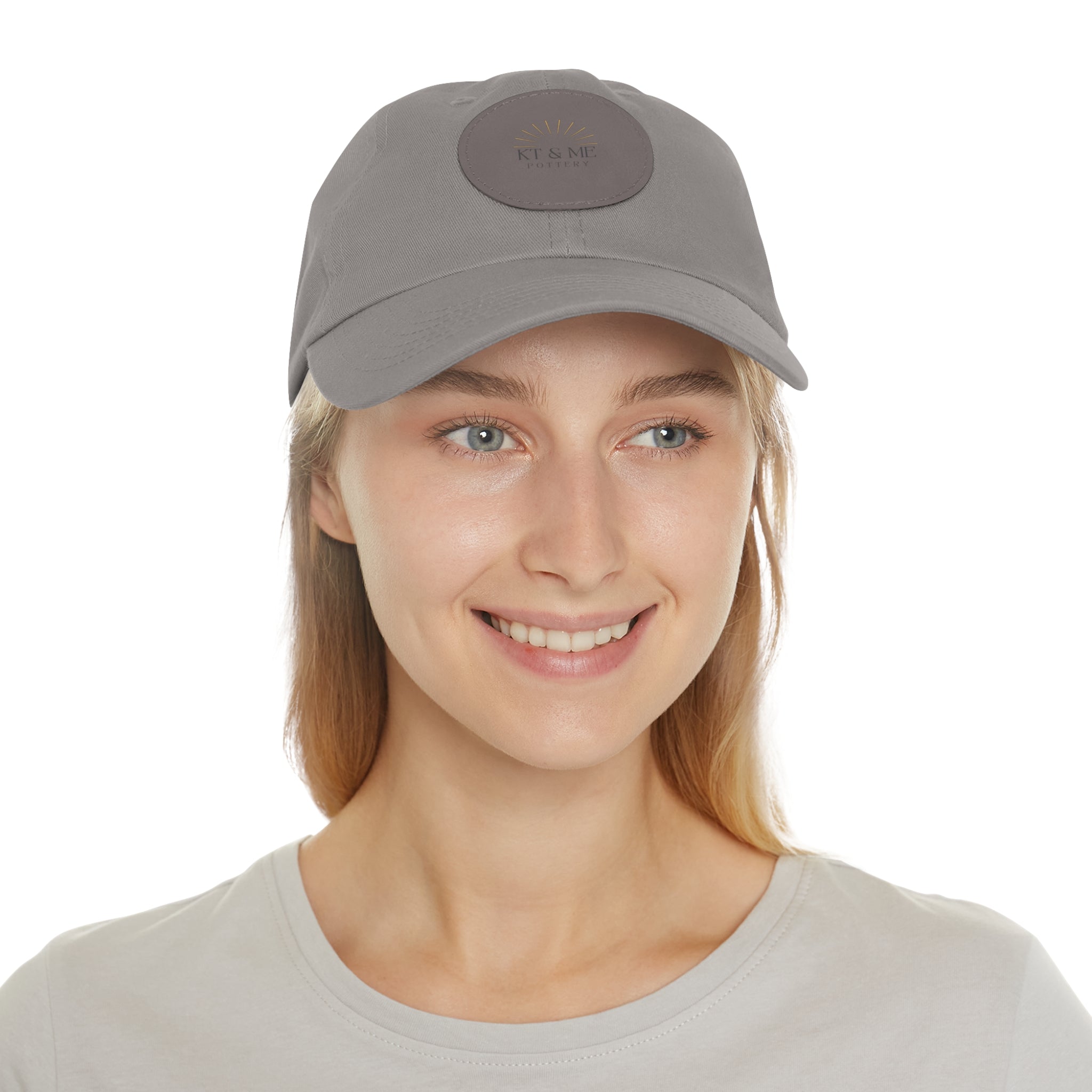 Leather Patch Dad Hat — Minimal Round Logo Cap