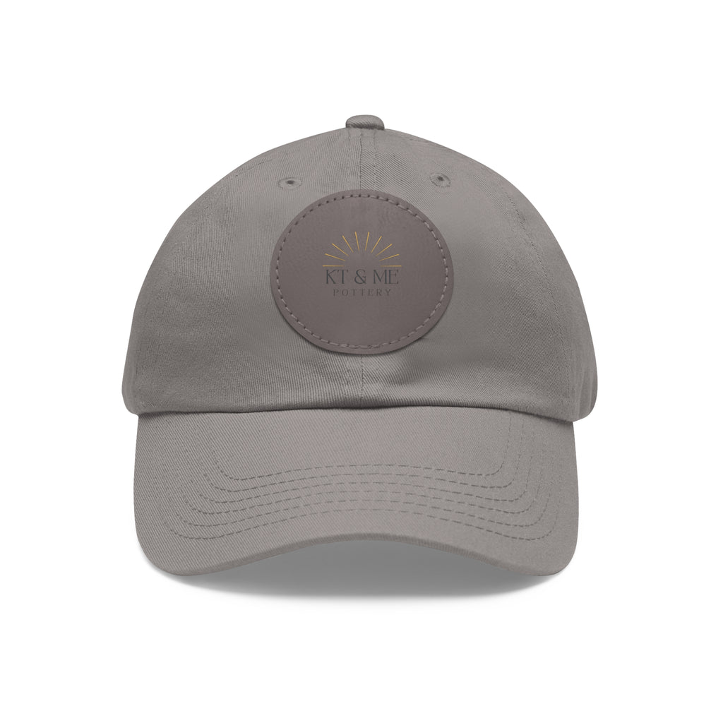 Leather Patch Dad Hat — Minimal Round Logo Cap