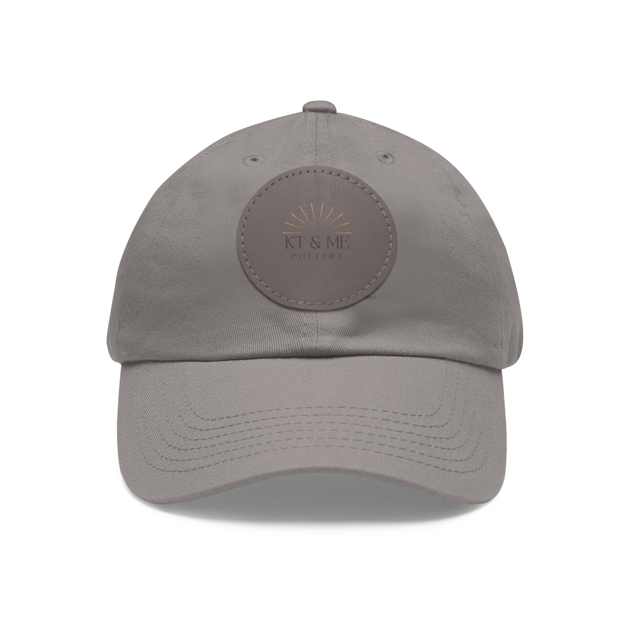 Leather Patch Dad Hat — Minimal Round Logo Cap