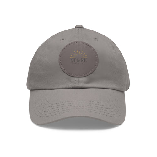 Leather Patch Dad Hat — Minimal Round Logo Cap