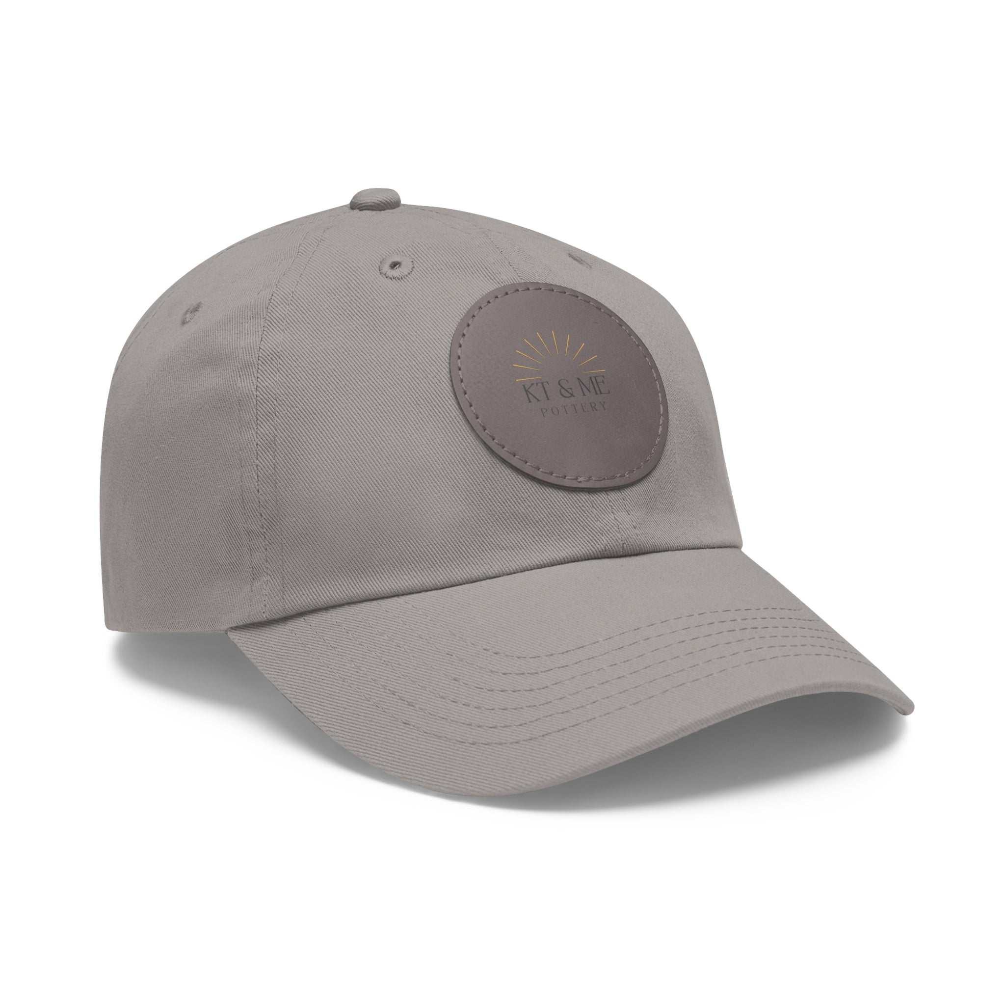 Leather Patch Dad Hat — Minimal Round Logo Cap